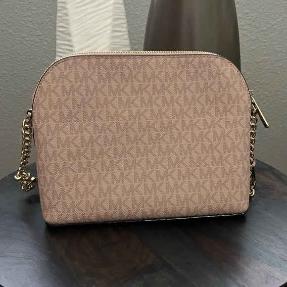 MICHAEL MICHAEL KORS Jet Set Travel Medium Logo Dome Crossbody Bag Pink - Picture 7 of 16